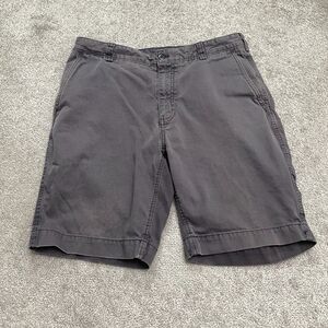 Cremieux Chino Shorts Mens 34 Dark Gray Flat Front 100% Cotton Casual Preppy